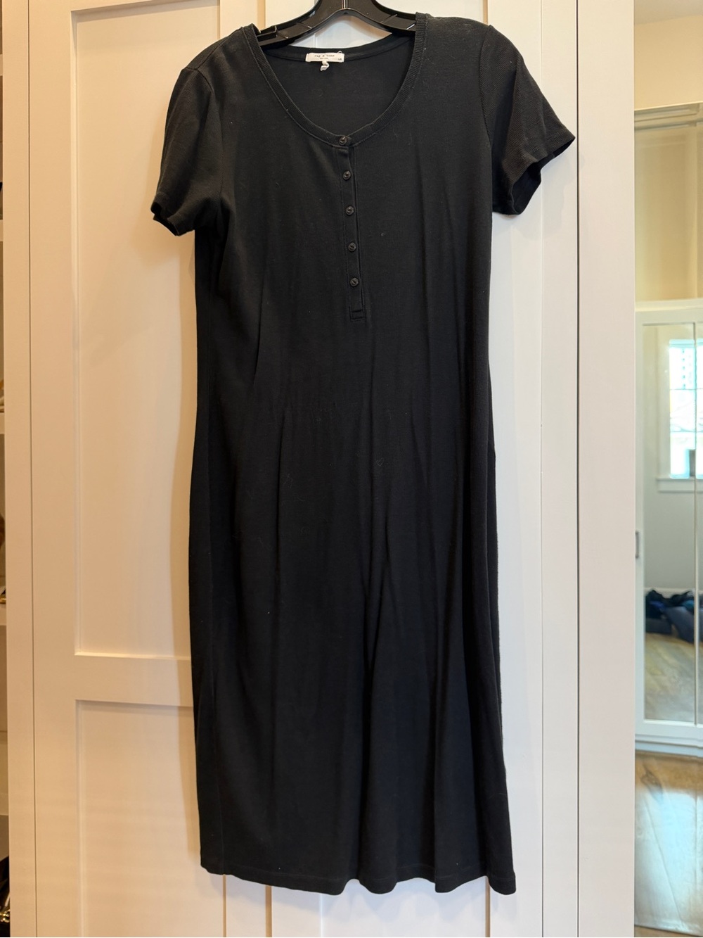 Rag & Bone Black Short-Sleeve Button Front Women's T-shirt Dress